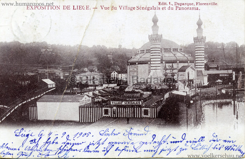 1905 Exposition de Liège - Vue du Village Senegalais et et du Panorama