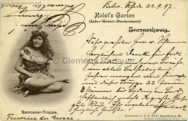 1895:1896 Samoaner-Truppe - Braunschweig Holst's Garten