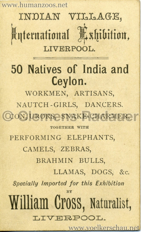1886 International Exhibition Liverpool - Indian Village RS