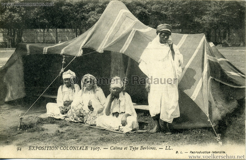 1907 Exposition Coloniale Paris, Bois de Vincennes - 94. Caima et Type Berbères