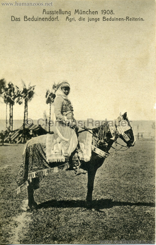 1908 Ausstellung München - Das Beduinendorf - 48. Agri, die junge Beduinen-Reiterin