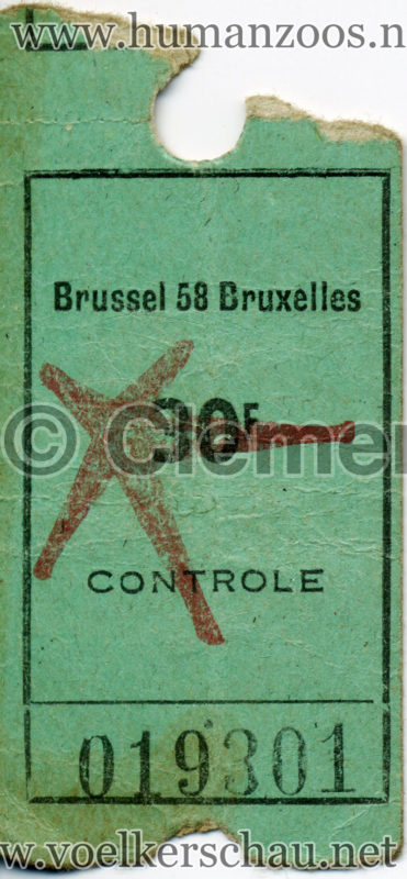 1958 Exposition Universelle Bruxelles - Ticket