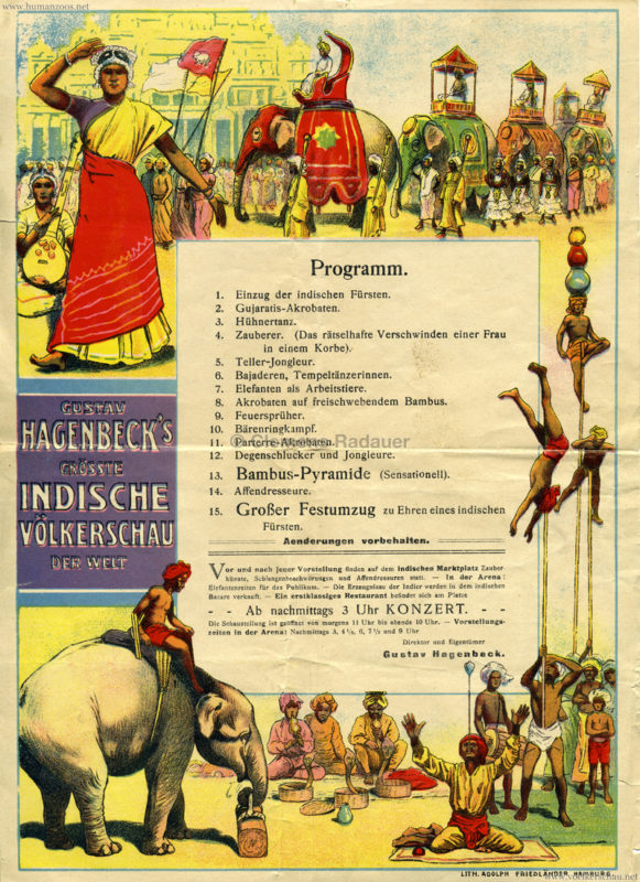 1911:1912 Gustav Hagenbeck's grösste indische Völkerschau der Welt - Programm Oktoberfest