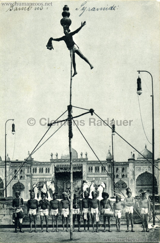 1910:1911:1912 Gustav Hagenbeck's grösste indische Völkerschau der Welt - Bambuspyramide 2 VS