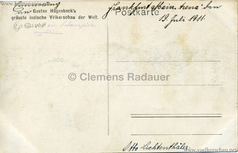 1910:1911:1912 Gustav Hagenbeck's grösste indische Völkerschau der Welt - Lehrer mit Schülern 2 RS