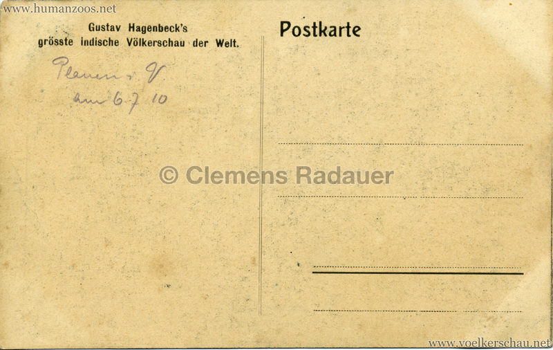 1910:1911:1912 Gustav Hagenbeck's grösste indische Völkerschau der Welt - Stabartisten RS