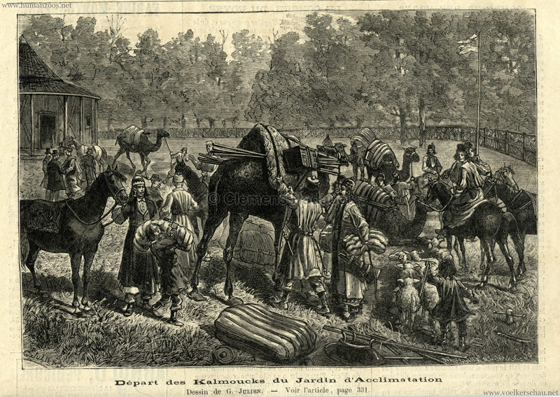 1883 - Le Journal Illustré (???) - Départ des Kalmoucks du Jardin d'Acclimatation