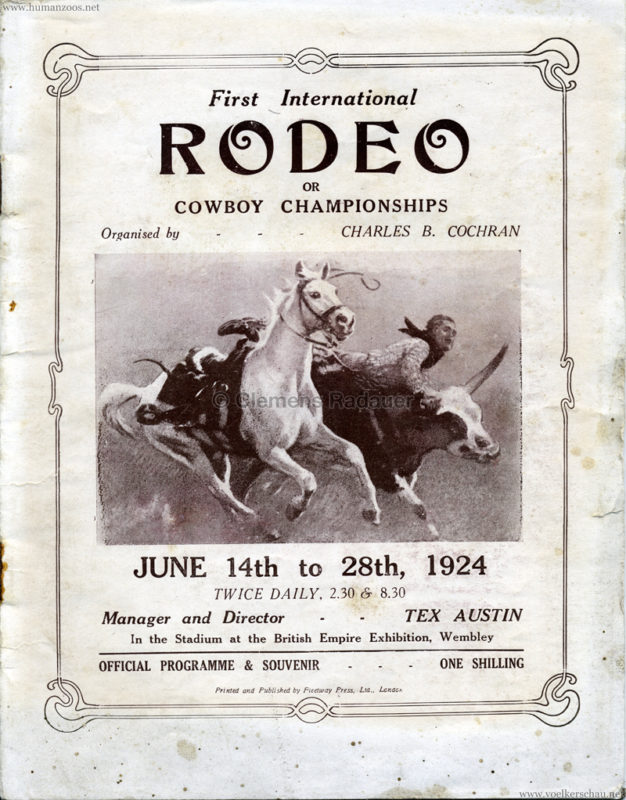 1924 First International Rodeo or Cowboy Championships PROGRAMM