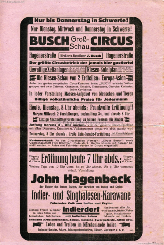 1930 Circus Busch - John Hagenbeck Indier- und Singhalesen-Karawane