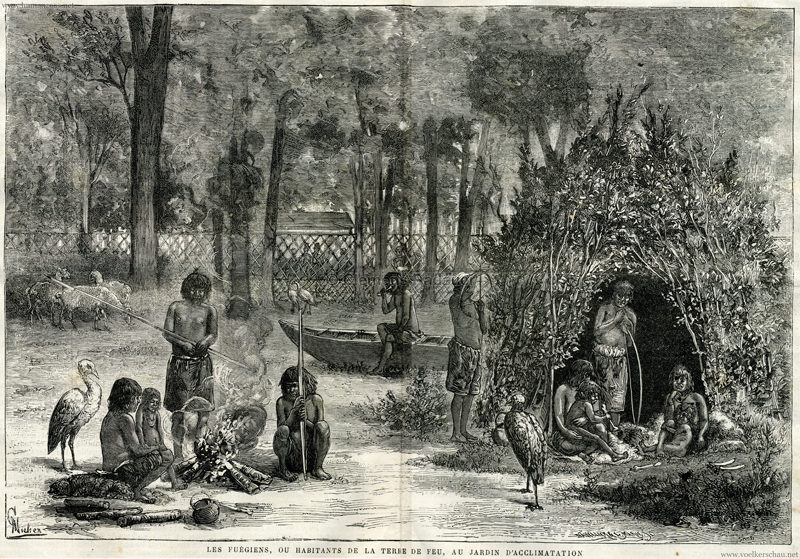 1881.09.23 Le Voleur Nu 1264 p. 601 - Les Fuegiens au Jardin d'Acclimatation Illustration