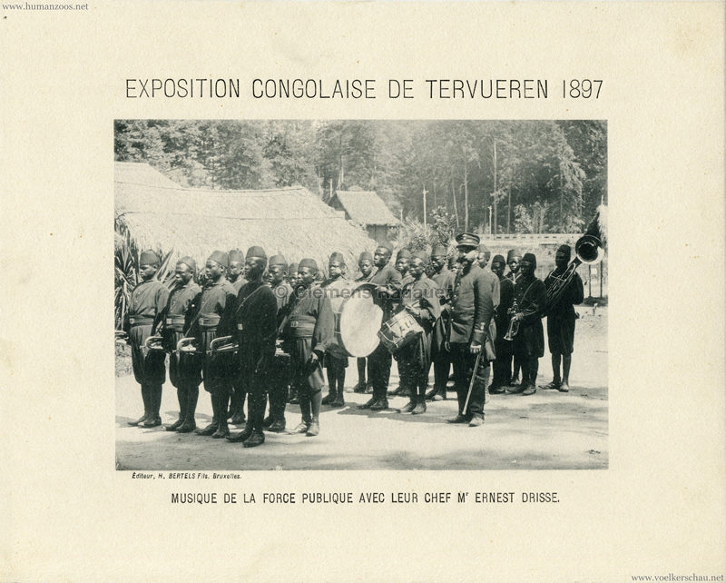 1897 Exposition Congolaise de Tervueren - Musique de la Force Publique avec leur Chef M. Ernest Drisse