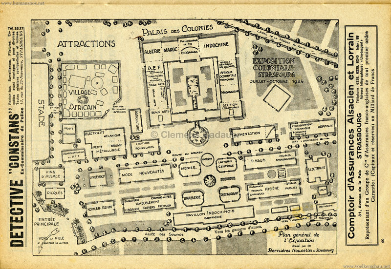 1924 Exposition Coloniale Strasbourg - PROGRAMM Plan
