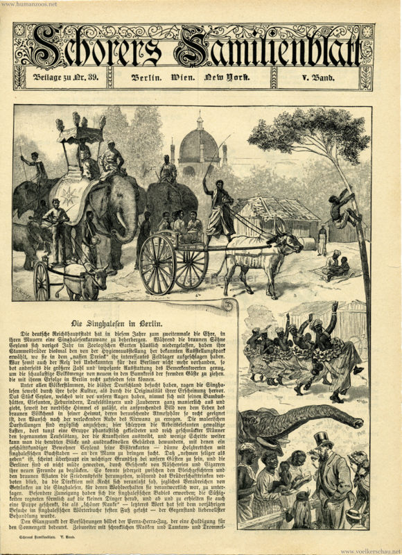 1884 - Schorers Familienblatt Nr 39. - Die Singhalesen in Berlin - Seite 1