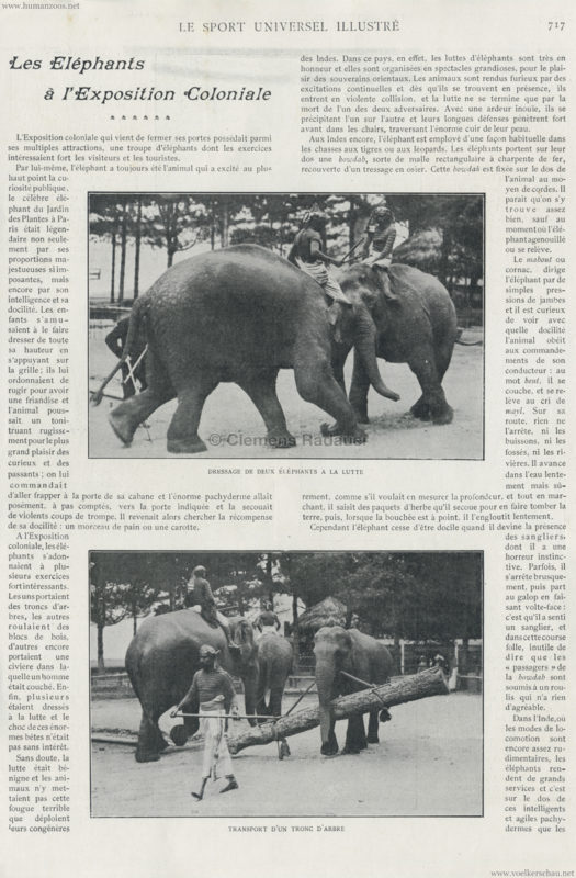 1907 Le Sport Universel Illustre - Les Elephants a l'Exposition 1