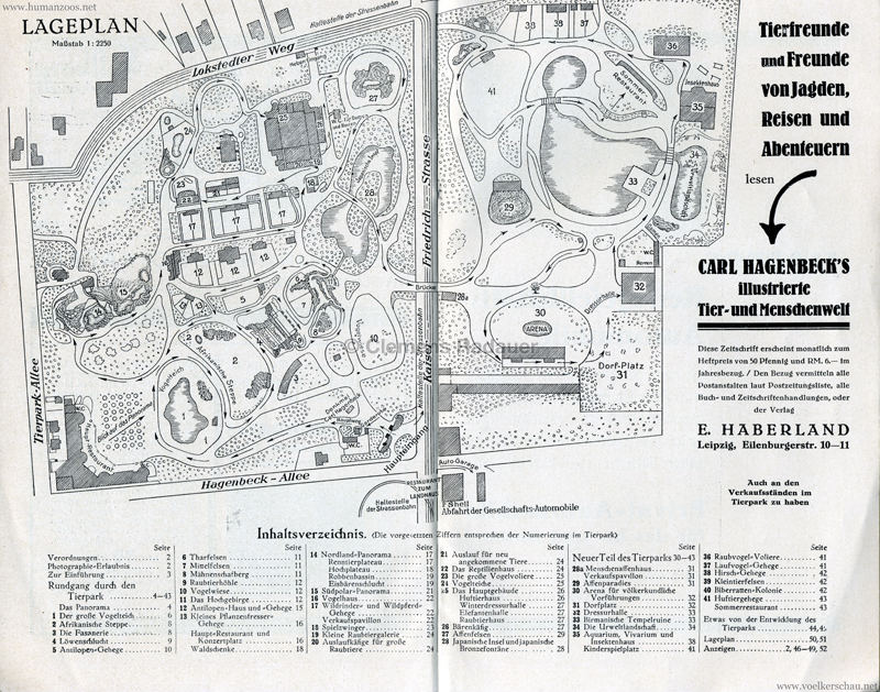 1928 Carl Hagenbeck Tierpark Führer Plan