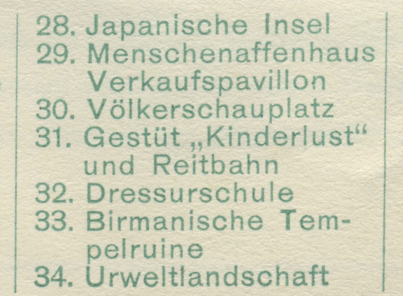 1931 (??) Carl Hagenbeck Tierpark Plan Detail 1