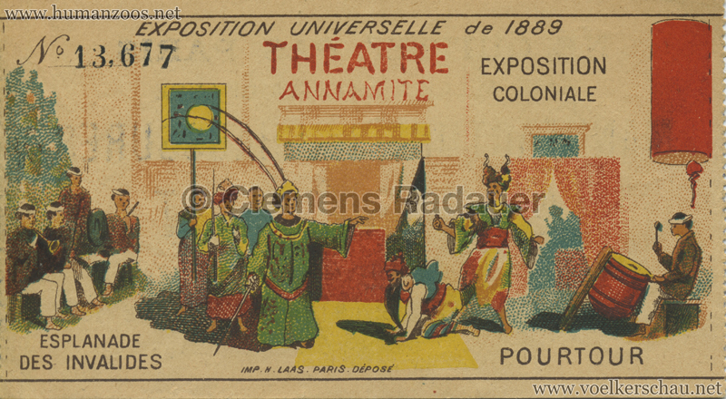 1889 Exposition Universelle Paris - Theatre Annamite TICKET