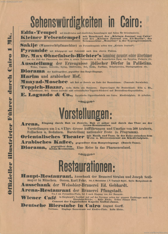 1896 Gewerbe Ausstellung Berlin - Cairo in Berlin FLYER 1