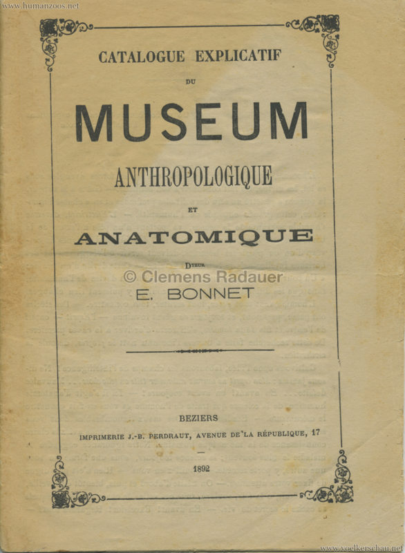 1892 Museum Anthropologique et Anatomique S.1