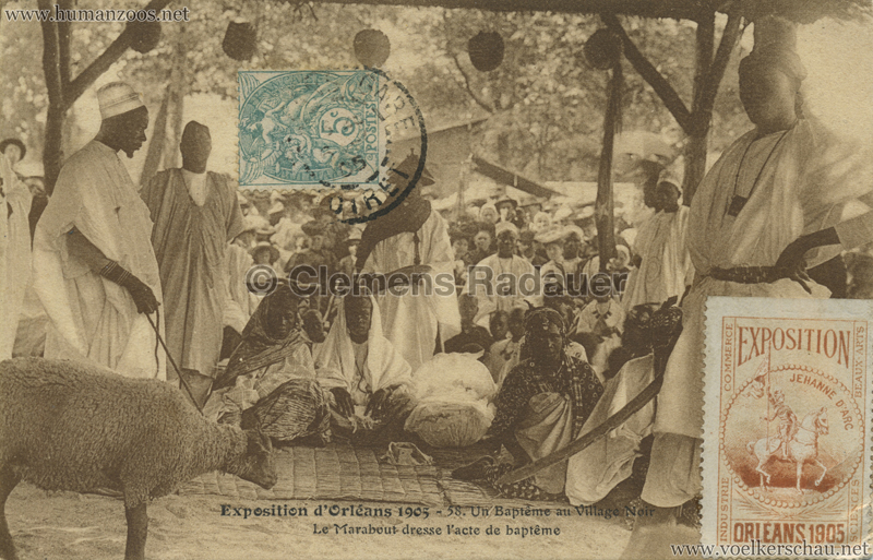 1905 Exposition d'Orleans - 58. Un Bapteme au Village Noir - Le Marabout dresse l'acte de bapteme