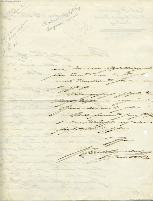 1895 Brief Hagenbeck - Menges 2