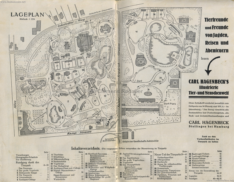 1928 Carl Hagenbeck Tierpark Führer (19 Aufl) Plan