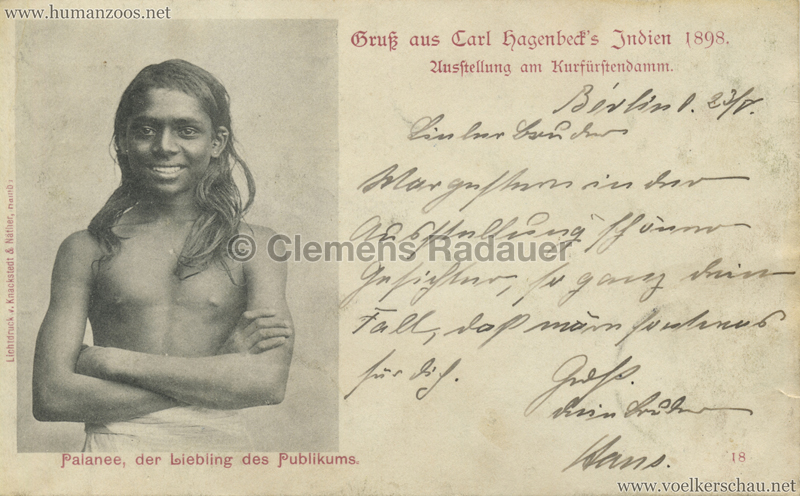 1898 Carl Hagenbeck's Indien - 18. Palanee, der Liebling des Publikums