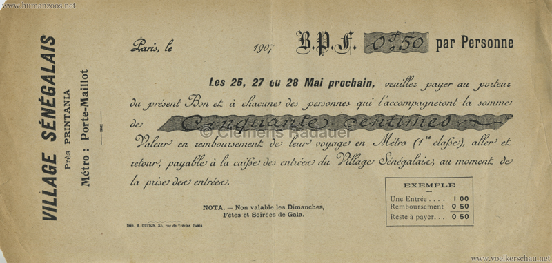 1907 Porte Maillot - Village Sénégalais Postwurfsendung