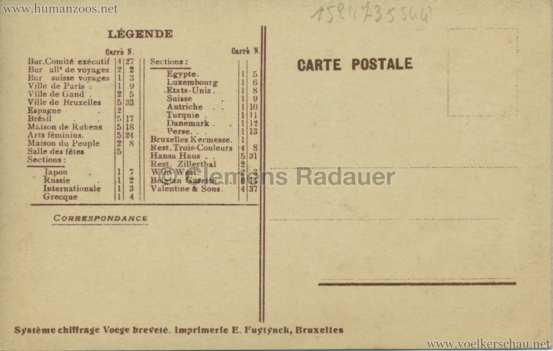 1910 Exposition Bruxelles PLAN Postcard RS