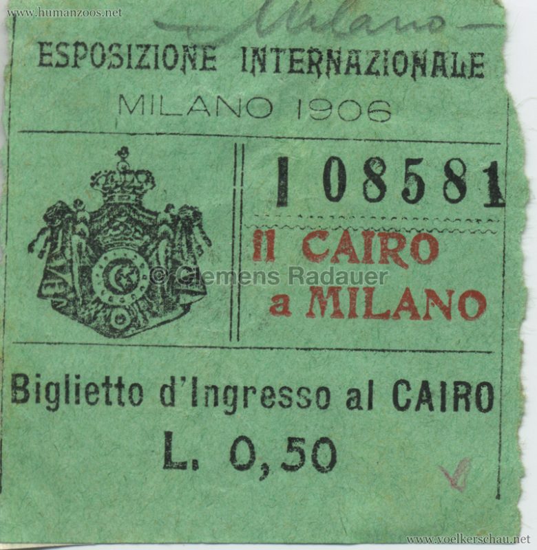1906 Esposizione - Il Cairo a Milano TICKET